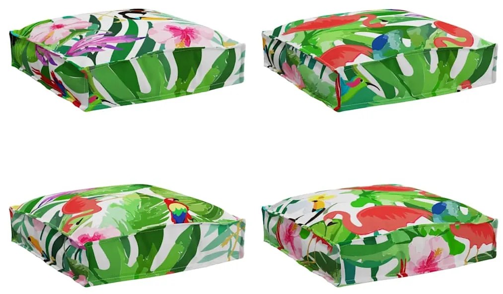Almofadas de Palete para Assento 4 pçs Jungle Tropical 40x40x8 cm Teci