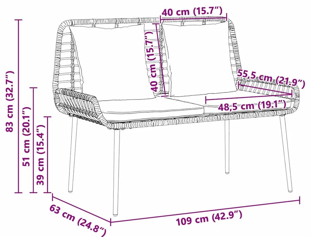 Conjunto de Jantar para Jardim 3 pcs Preto, Antracite