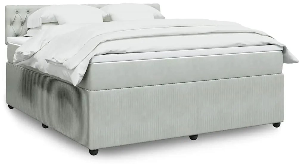 vidaXL Cama com molas/colchão 180x200 cm veludo cinzento-claro