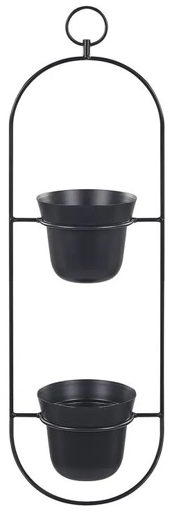 Vasos para plantas suspensos em metal preto 18 x 12 x 62 cm AGIOS Beliani