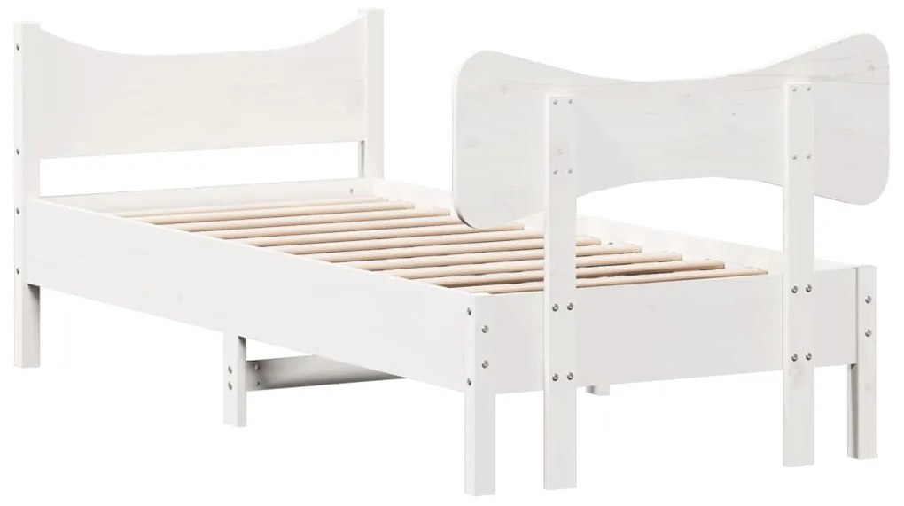 Cama sem colchão 90x200 cm madeira de pinho maciça branco