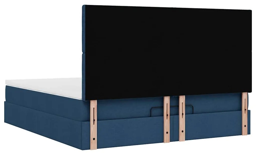 Estrutura de cama otomana com colchão 160x200 cm tecido azul