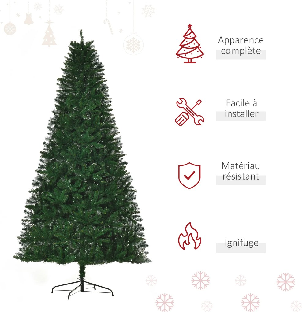 Árvore de Natal artificial de 240 cm, 1499 ramos com agulhas, imitação de Nordmann, muito realista, verde