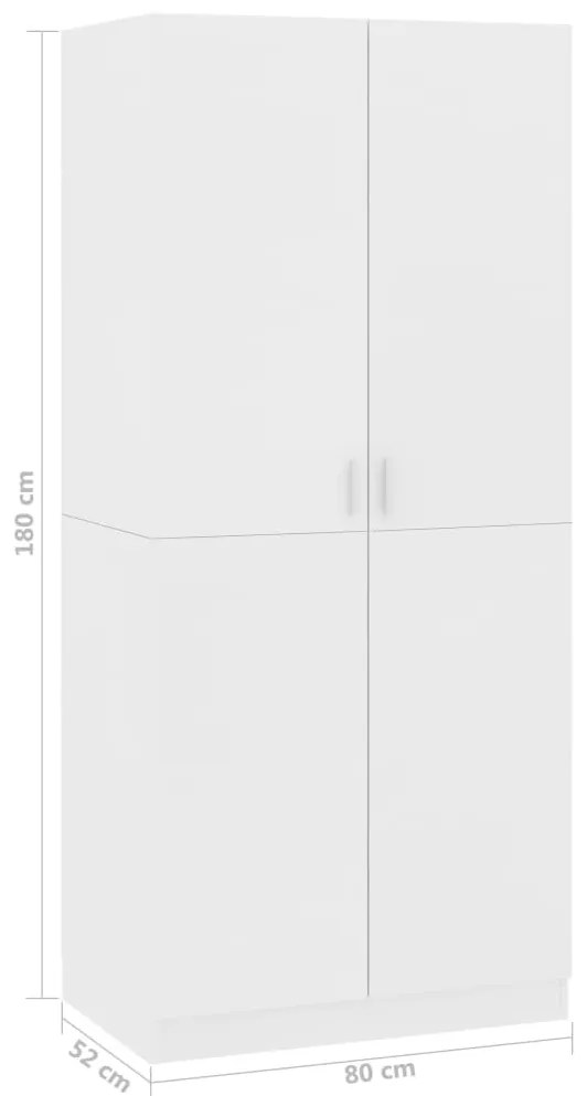 Roupeiro 80x52x180 cm derivados de madeira branco