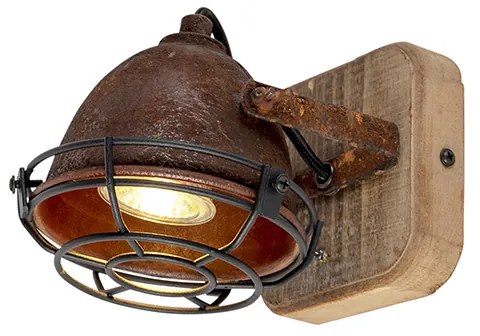LED Foco Inteligente Castanho Ferrugem com Madeira Ajustável Incl. WiFi GU10 - Gina Industrial