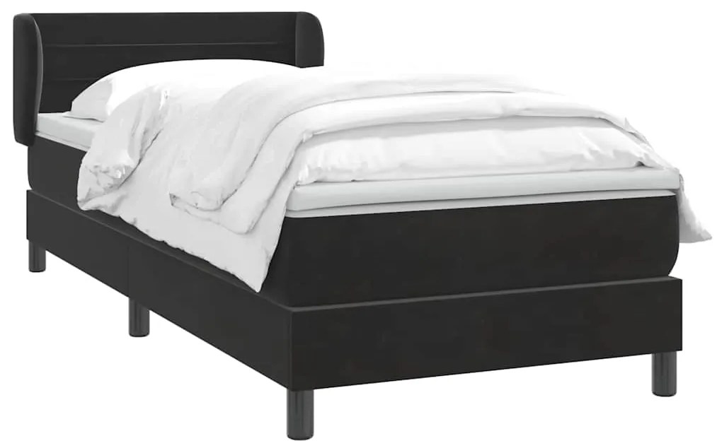 Cama com molas/colchão 80x220 cm veludo preto