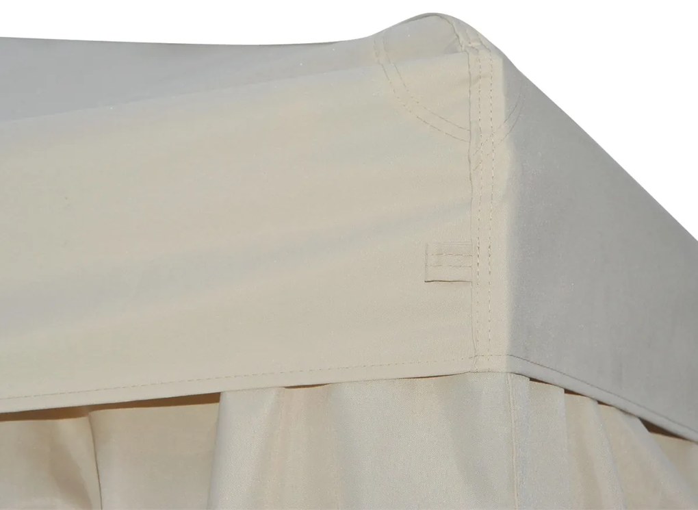 Gazebo de jardim Pavilhão de 3 x 3 m com 4 cortinas laterais removíveis com zíper, 8 orifícios de drenagem e telhado duplo bege