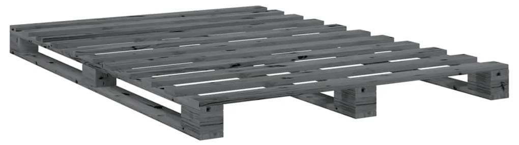 Estrutura de cama com cabeceira 140x200 cm pinho maciço cinza