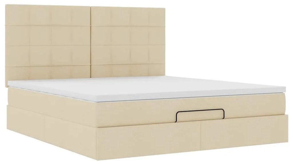Estrutura de cama otomana com creme de colchão 180x200cm tecido