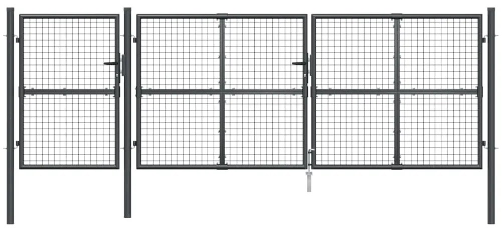 Portão de rede para jardim 400x175 cm aço galvanizado antracite