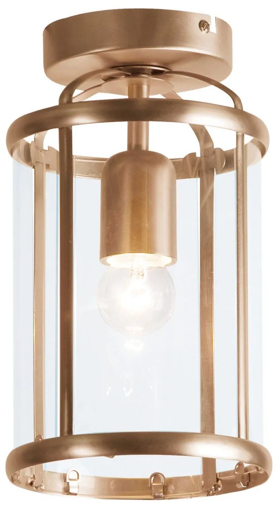 Vintage plafondlamp brons met helder glas - Pimpernel Clássico / Antigo