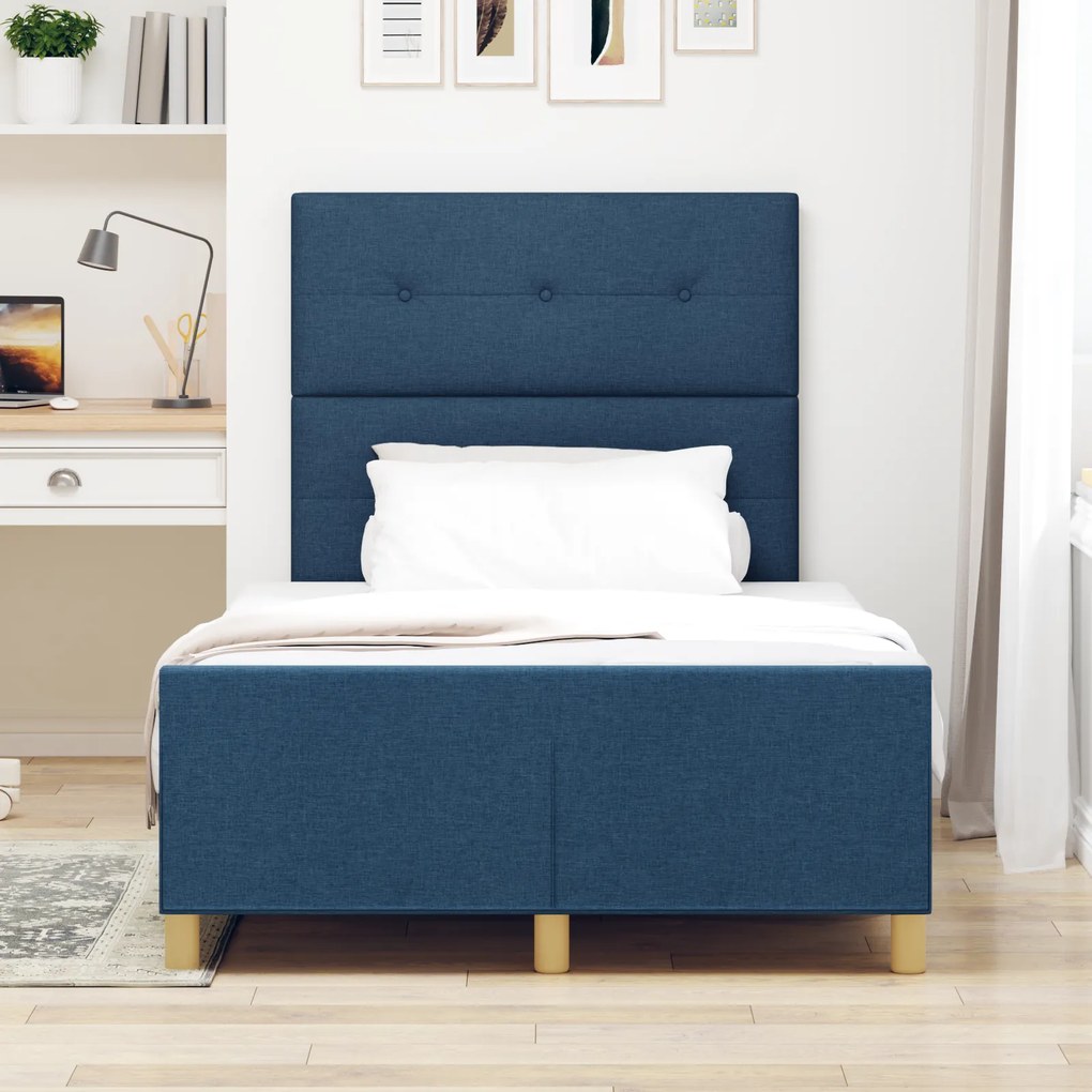 Cama vidaXL Azul 120x190 cm em Tecido