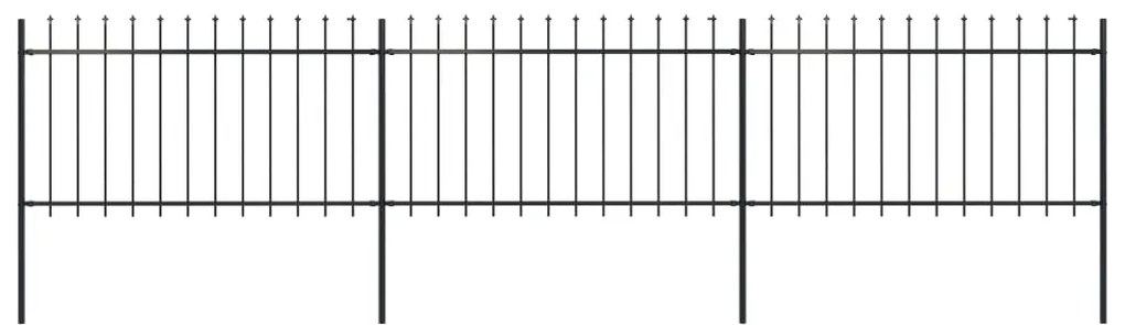 vidaXL Cerca de jardim com topo em forma de lança em aço 537x100 cm, preta