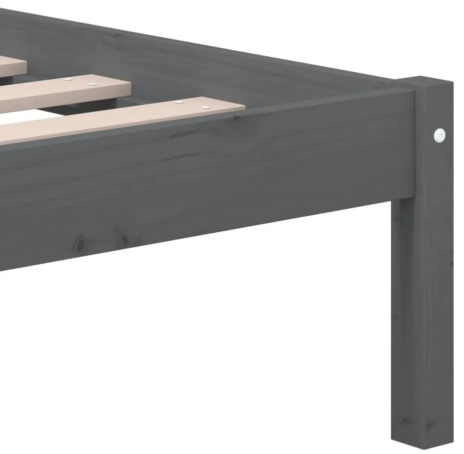 Estrutura de cama 200x200 cm pinho maciço cinzento