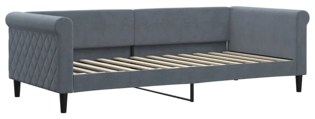 Sofá-cama com colchão 90x200 cm veludo cinzento-escuro