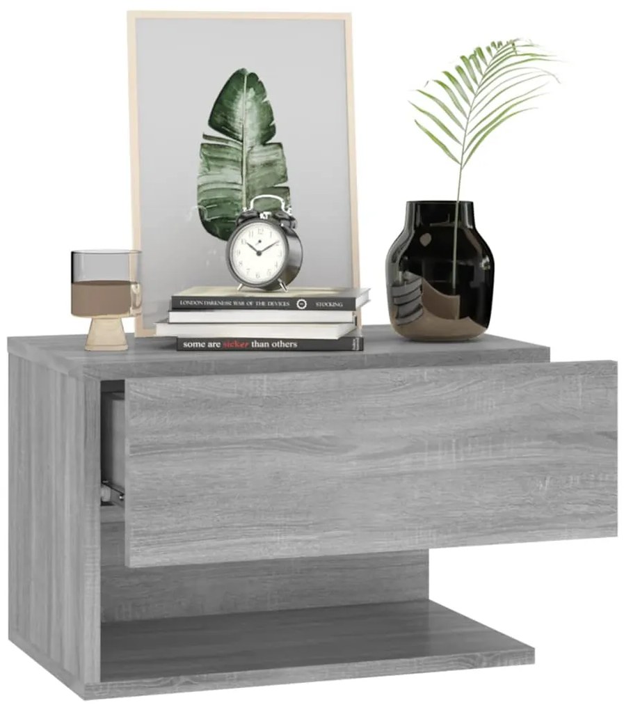 Mesa de cabeceira montagem na parede cinzento sonoma