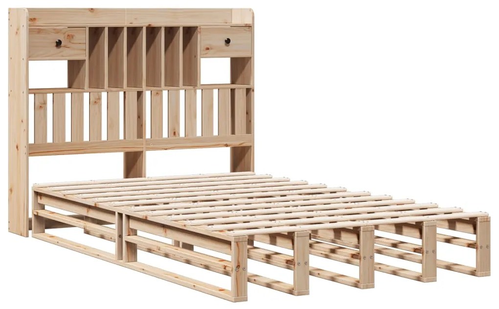 Cama com estante sem colchão 135x190 cm pinho maciço