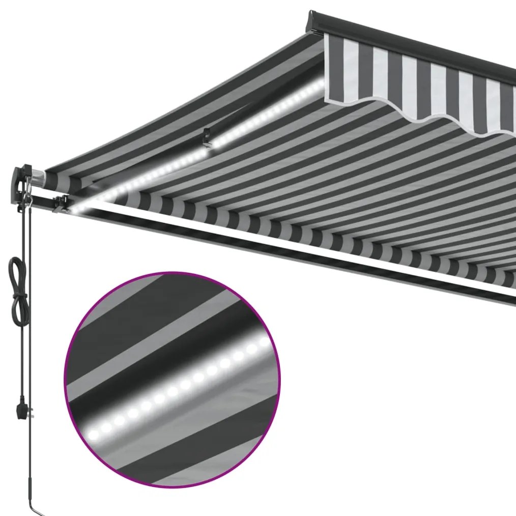 Toldo retrátil automático com LEDs 350x250 cm antracite/branco