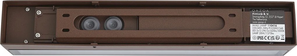 Candeeiro de parede exterior industrial castanho ferrugem 38cm incl. LED IP65 - Hannah