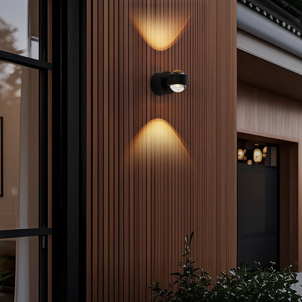 Candeeiro de parede de design preto Incl. LED IP44 - Lens