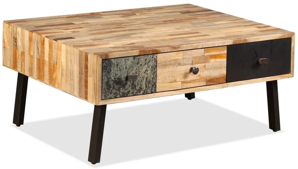 Mesa de centro teca maciça reciclada 90x65x40 cm