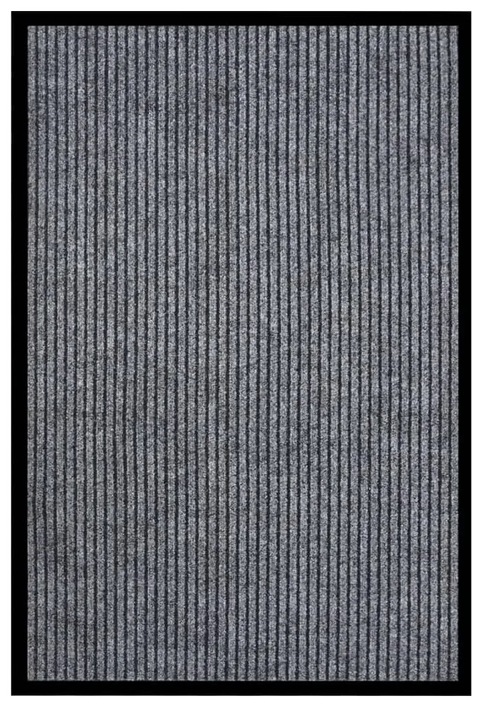 Tapete de porta às riscas 80x120 cm cinzento