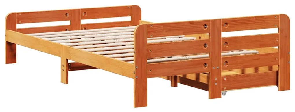Cama sem colchão 120x190 cm madeira pinho maciça castanho-mel