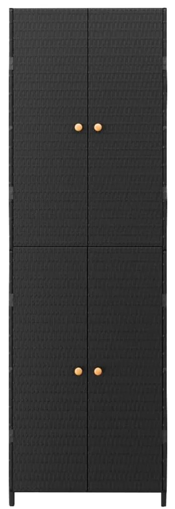 Armário de arrumação p/ jardim 59x40x180 cm vime PE preto