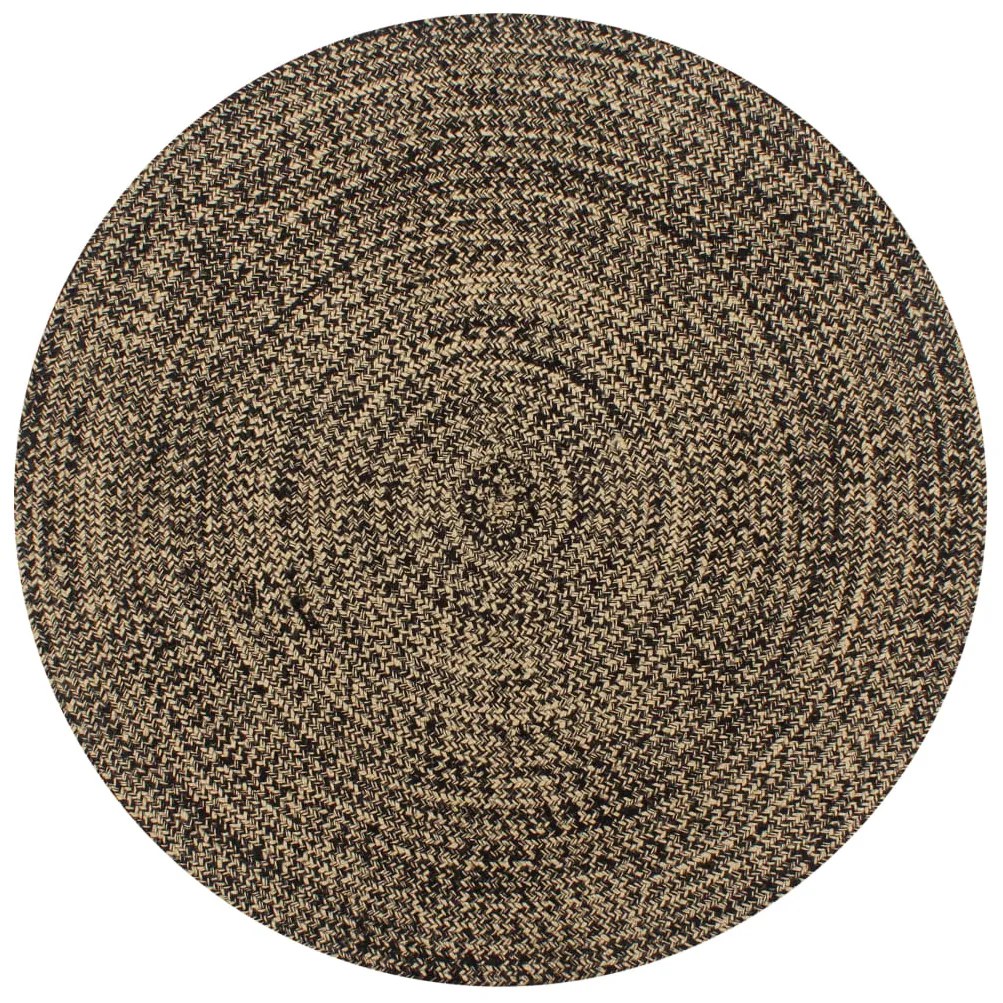 Tapete artesanal em juta preto e natural 120 cm