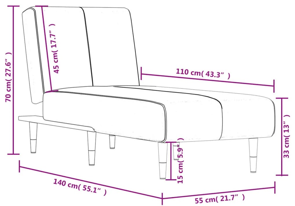 Chaise longue veludo preto