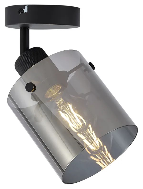 Foco de parede de design preto com vidro fumado - Domo