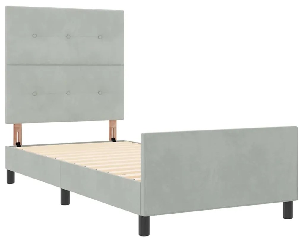 Cama de Veludo Cinza Claro vidaXL 80x200 cm
