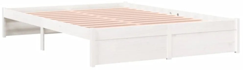 Estrutura de cama casal 135x190 cm madeira maciça branco