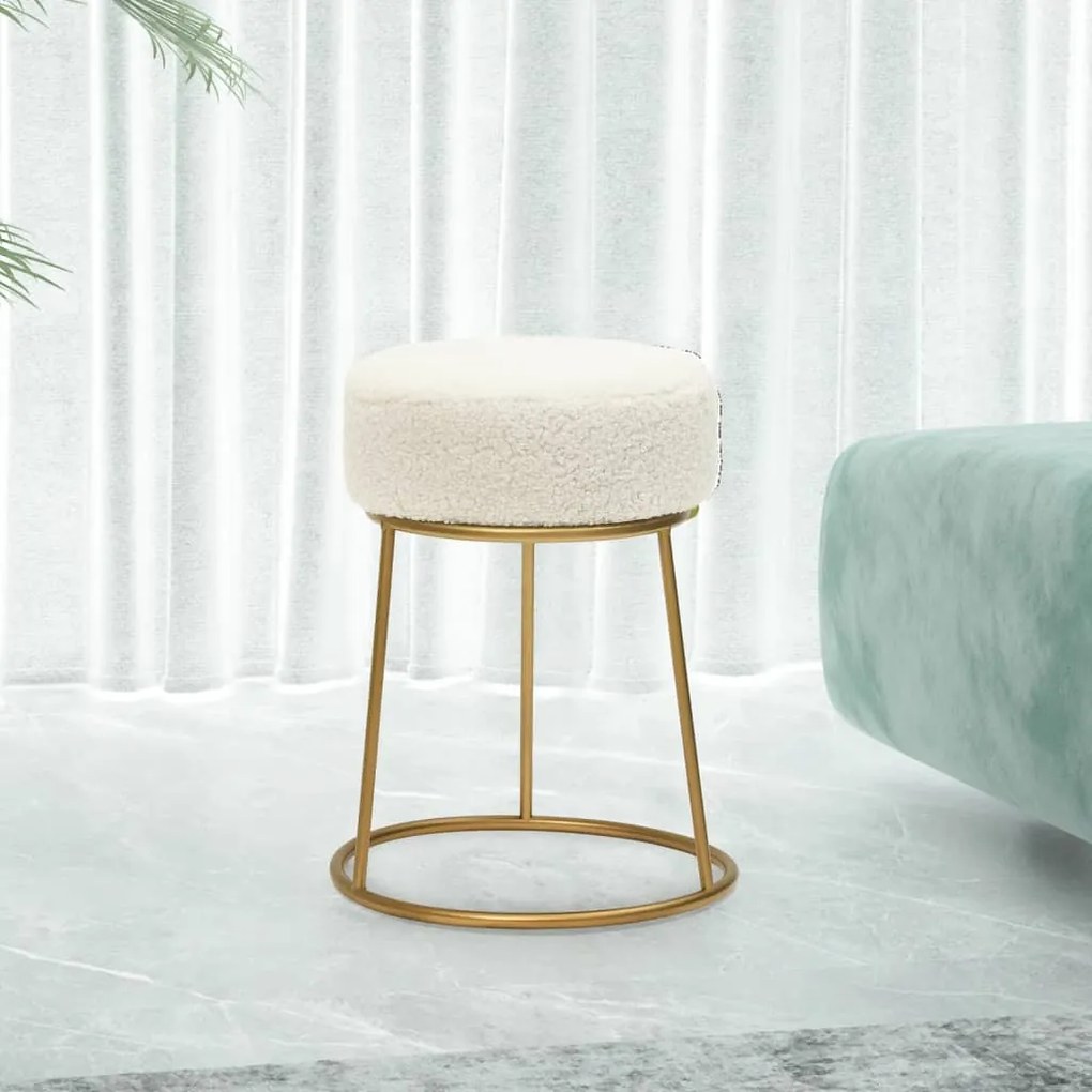 vidaXL Banqueta redonda velo branco