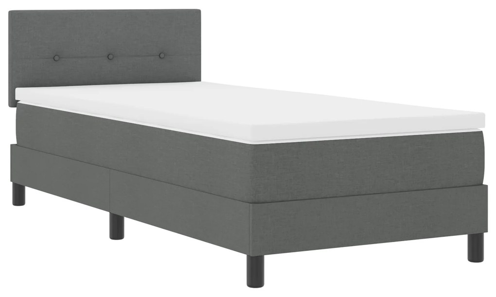 Cama Box Spring com Colchão Cinza Escuro 90x190 cm Tecido