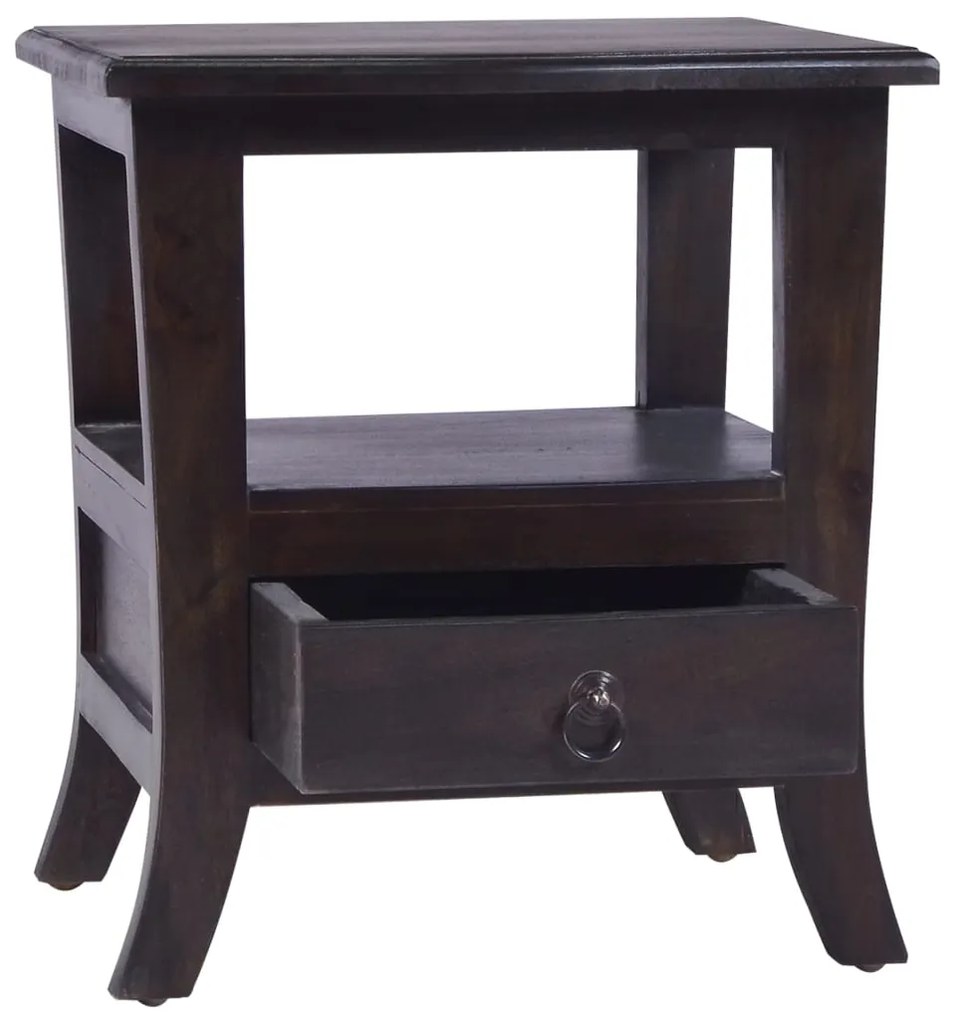 Mesa de cabeceira 40x40x45 cm mogno maciço preto claro