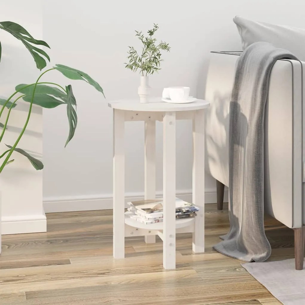 822358 vidaXL Mesa de centro Ø 40x60 cm madeira de pinho maciça branco