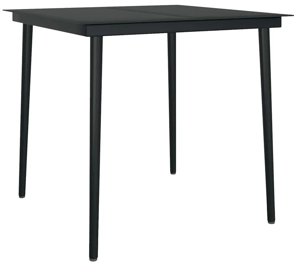 3 pcs conjunto jantar jardim almofadões vime PE vidro preto