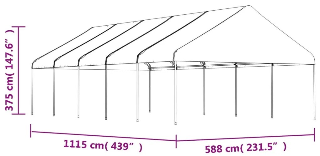 Gazebo com telhado 11,15x5,88x3,75 m polietileno branco