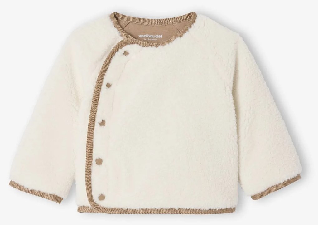 Camisola em sherpa, com botões à frente, para recém-nascido cru