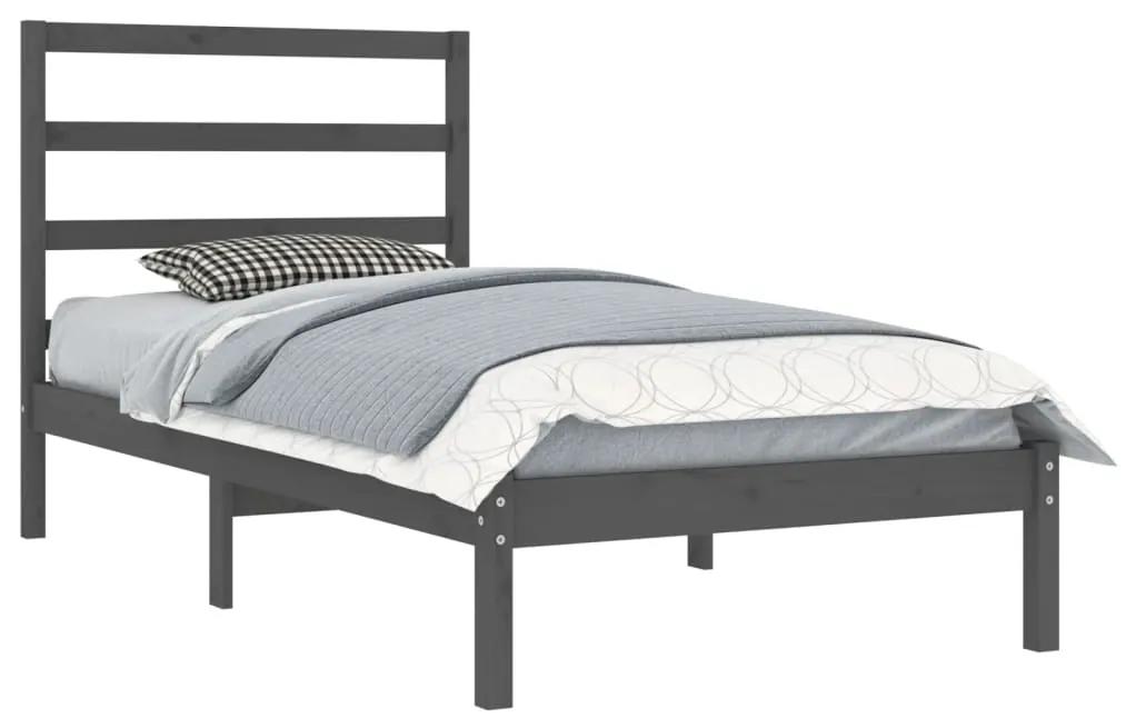 Estrutura cama solteiro 90x200 cm pinho maciço cinzento