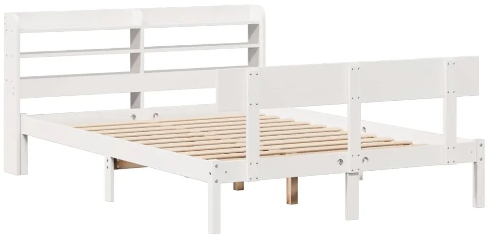 Cama sem colchão 140x190 cm madeira de pinho maciça branco