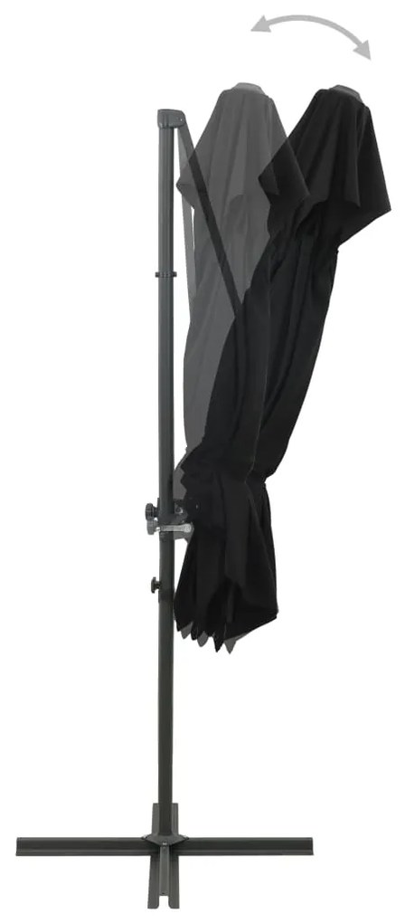 Guarda-sol de jardim cantilever c/ toldo duplo 250x250 cm preto