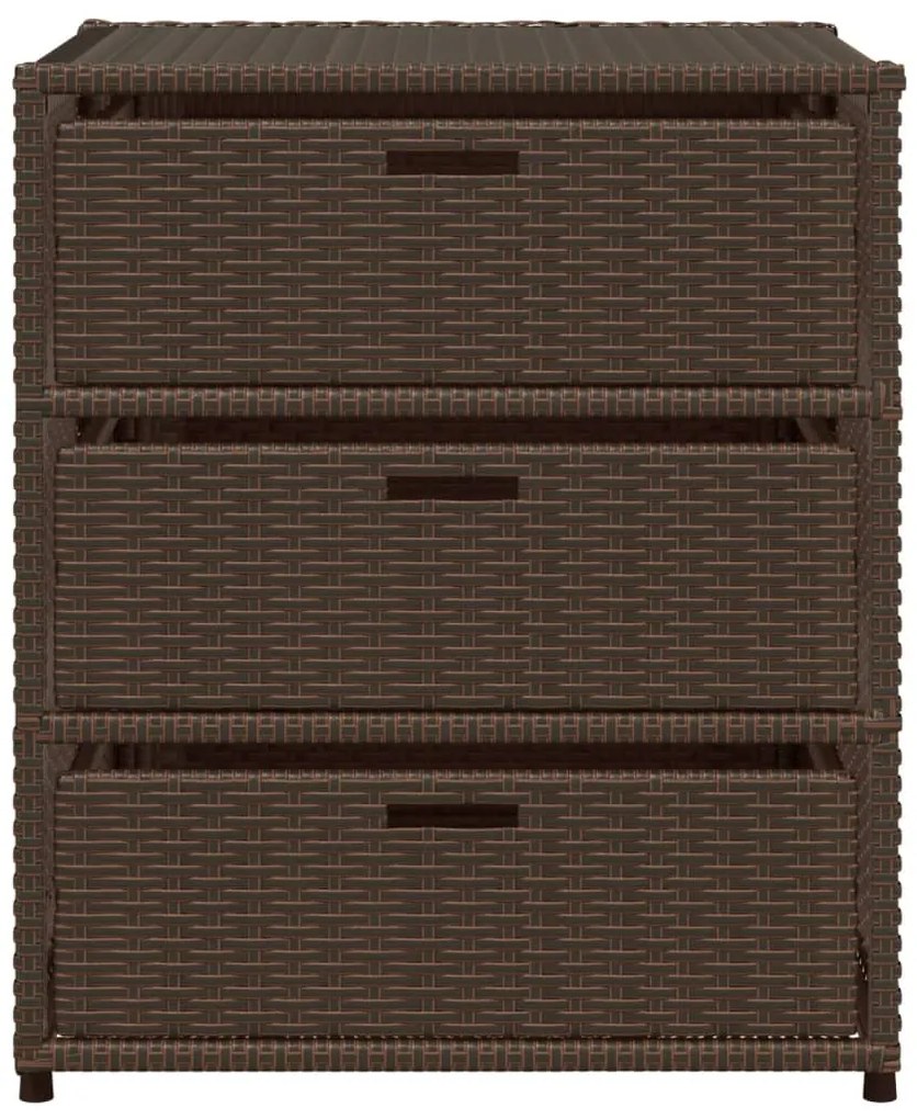 Armário de arrumação para jardim 55x59x69 cm vime PE castanho