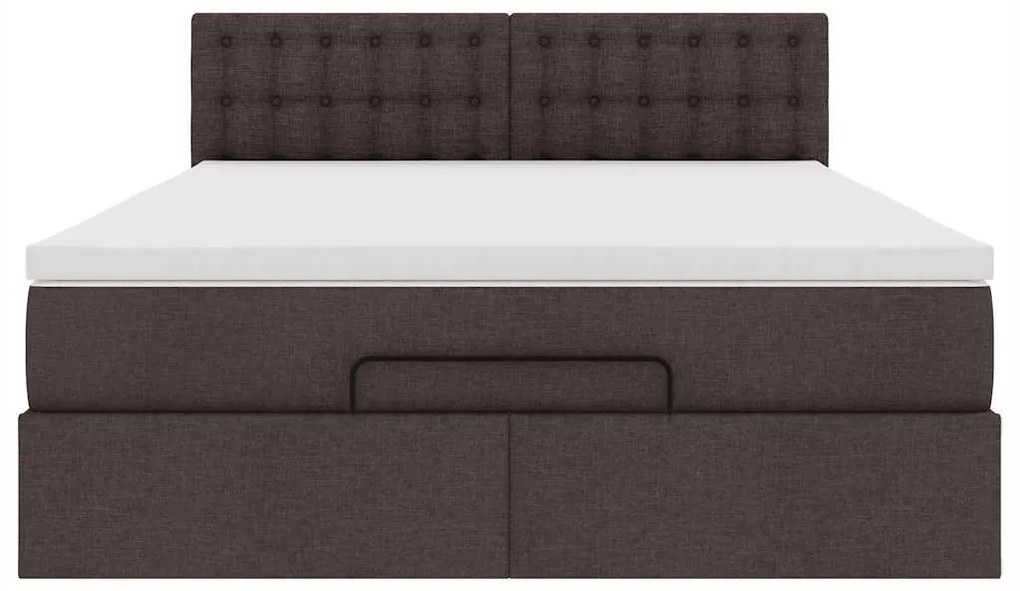 Cama otomana com colchão 140x190 cm tecido castanho escuro
