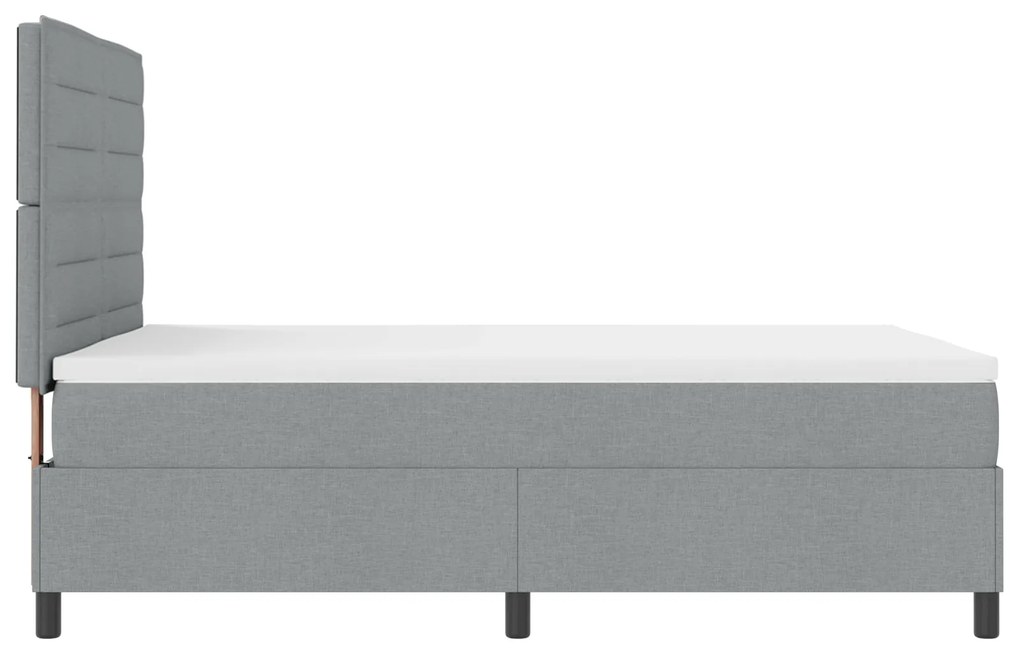 Cama Box Spring com Colchão Cinza Claro 140x200 cm Tecido