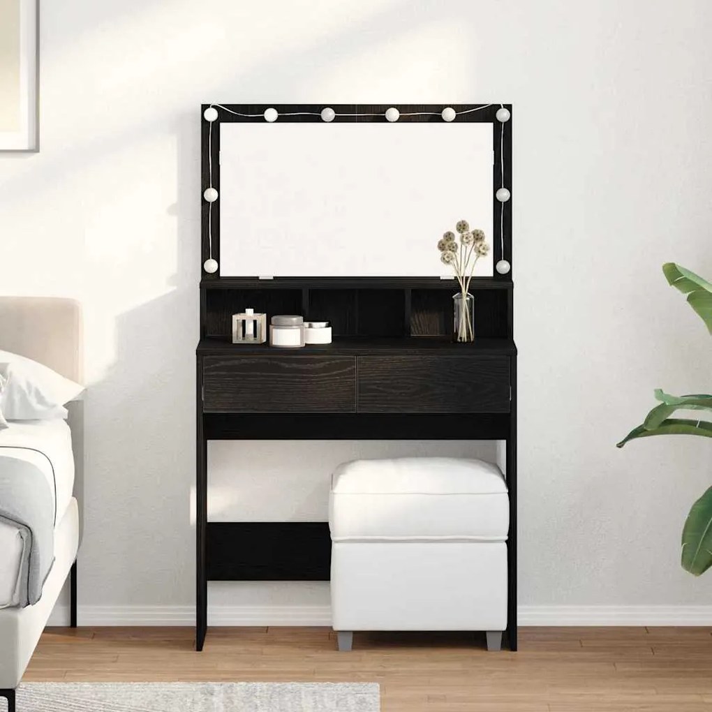 vidaXL Mesa de vestir Carvalho preto Aglomerado