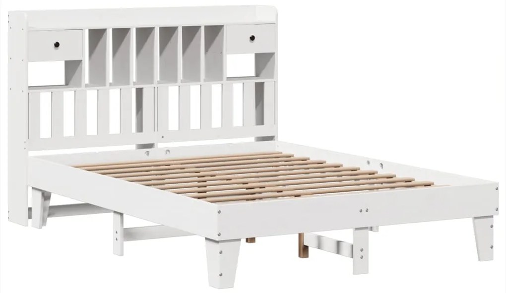 Cama sem colchão 160x200 cm madeira de pinho maciça branco