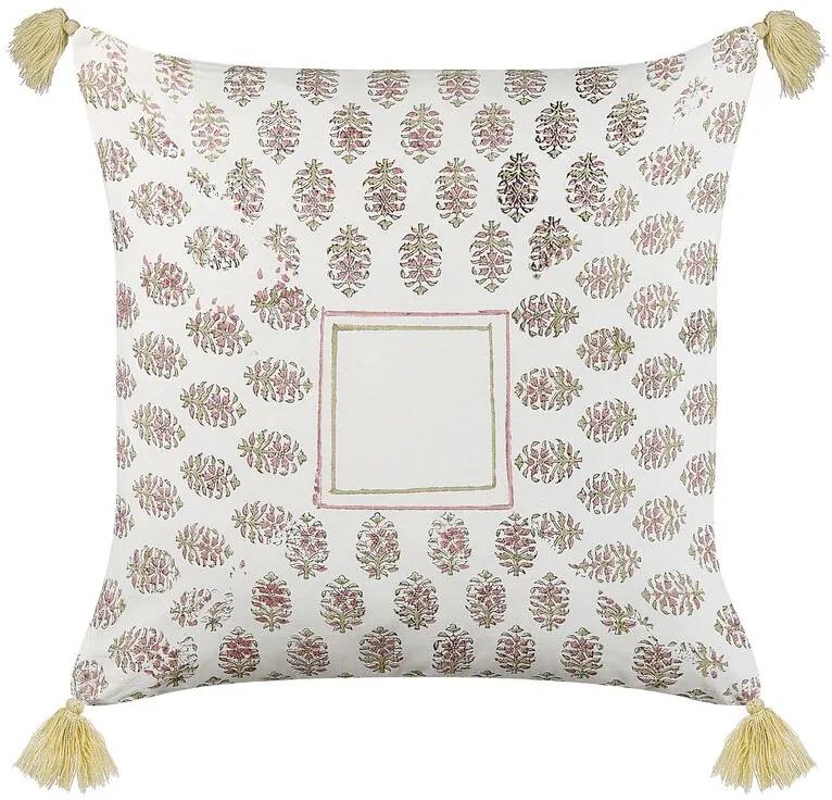 Almofada decorativa com padrão geométrico e borlas em algodão multicolor 45 x 45 cm SETOSA Beliani