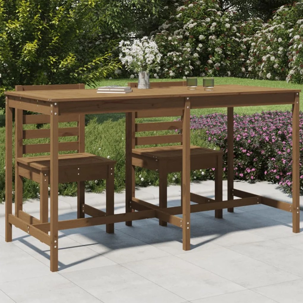 824105 vidaXL Mesa jardim 203,5x90x110 cm pinho maciço castanho-mel